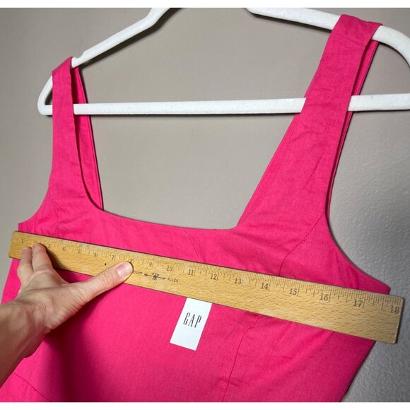 NWT Gap Dress Linen-Blend Square Neck Midi Raspberry Pink Fuchsia A-line Women S - Picture 5 of 9